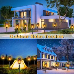LED Outdoor Solar Lights Landscape Pathway Lighting Waterproof Flickering Dancing Torch Flame Lawn Lamps Patio Garden Decoration