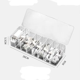 Transparent Plastic Data Line Storage Box Management Office Supplies Organizer Cable Desk Stationery Makeup Storage Container