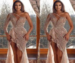 Dubai Design Sequined Evening Dresses Middle East One Shoulder Glittle Party Gowns Turkish Prom Dress Vestidos Festa9256928