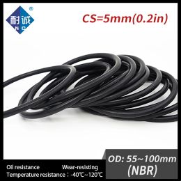 5PCS/lot Rubber Black NBR CS5mm OD55/60/65/70/75/80/85/90/95/100mm O Ring Gasket Oil resistant waterproof