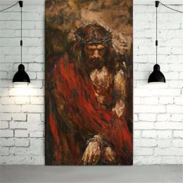 Crown of Thorns God Jesus Portrait Canvas Painting Christ Posters and Prints Wall Art Pictures Living Room Church Decor Cuadros