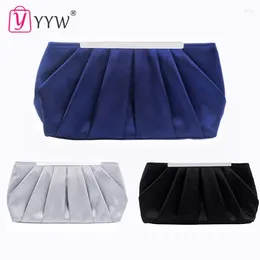 Evening Bags Solid Silk Satin Bag Women Elegant Ruched Clutch Wedding Bride Clutches Soft Surface Party Purse