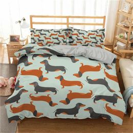 Bedding Sets Homesky Cartoon Dachshund Set Cute Sausage Dog Duvet Cover Pet Printed Comforter Bed Bedclothes