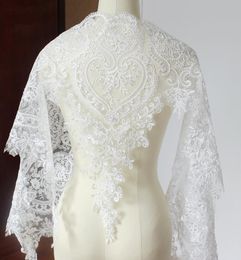 by Yard 54 cm Wide white French bridal veil embroidery Lace Trim Wedding dress Lace party decoration with PVC Sequins3885425