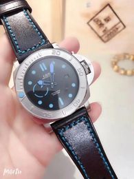 Wristwatches Luxury Men Automatic Mechanical Watch Eco Titanium Black Rubber Leather Stainless Steel Blue Dial Sport Watches 44mm