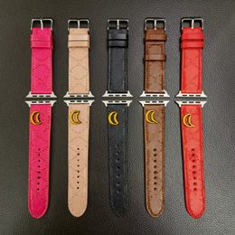 Luxury Designer Watchbands Strap For Apple Watch Band 44 42 45 38 40 41 49 mm iwatch 8 7 6 5 4 3 2 Bands For Man And Woman Genuine Leather flower Letter Print Straps