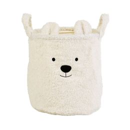 Children Room Storage Basket Cute Teddy Bear Folding Basket for Laundry Toys Soft Sherpa Sundries Storage Bag Organizer