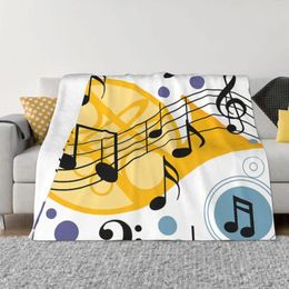 Blankets Music Notes Blanket Flannel Decoration Colour Portable Home Bedspread