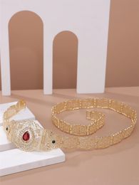 Chic Moroccan Bride Belt Water Drop Shaped Faux Gems Bridal Jewelry Arabian Wedding Gift Caftan Dress Waist Chain 240326