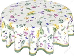 Table Cloth Spring Summer Tablecloth Round Floral Rustic Fabric Washable Flower For Kitchen Dinner Room Holiday