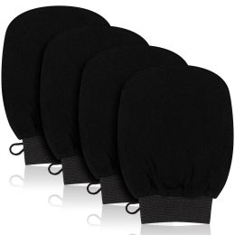 4PC Scrub Exfoliating Gloves Back Scrub Dead Skin Facial Massage Gloves Durable Black Deep Cleansing Towels For Shower