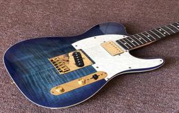 custom shopTELE 6 Strings Rosewood fingerboard handwork Electric Guitarblue Tiger Flame guitarra1935780