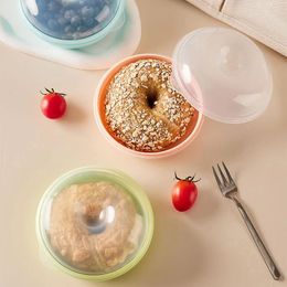 Dinnerware Bread Box Microwavable Transparent Round Shape Container Sandwich Toast Kids Worker School Breakfast Lunch Bento