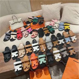 Designer sandals Luxury slippers Fall fashion flat sandals Black White Brown blue Red pink apricot leather high quality for men and women casual slippers