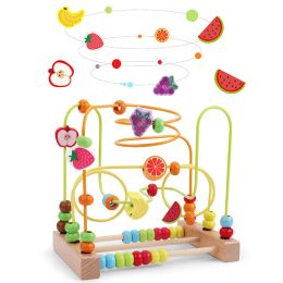Baby Wooden Toys for 6 12 Months Kids Bead Maze Activity Cube Montessori Roller Coaster Developmental Learning Educational Toys