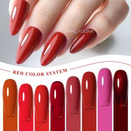 7ML Red Glitter Gel Nail Polish Autumn Winter Red Series Semi Permanent Nail Art Varnish Soak Off UV LED Nail Gel Manicure