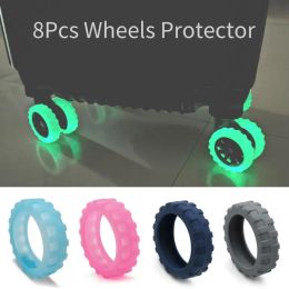 8PCS luminous Luggage Wheels Protector Silicone Wheels Caster Shoes Travel Luggage Suitcase Reduce Noise Wheel Cover Accessories