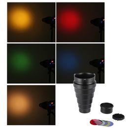 Metal Conical Snoot with Honeycomb Grid 5pcs Color Filter Kit for Bowens Mount Studio Strobe Monolight Photography Flash