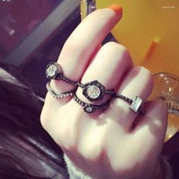 Cluster Rings Vintage Ring Sets Punk Geometric Crystal Female Love Heart Wholesale 2024 Latest Fashion Jewellery 5pcs/set Beach