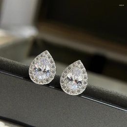 Stud Earrings 925 Sterling Silver Droplet Shaped Small Ear Studs For Women Fashion Jewellery