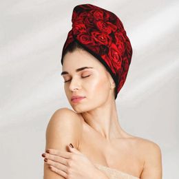 Towel Microfiber Hair Care Cap Red Natural Roses Absorbent Wrap Fast Drying For Women Girls