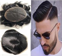 Natural Black Color 1B Lace Wig for Black Men Toupee Mens Lace Stockings Hair Replacement Virgin Malaysian Human Hairpieces 7708583