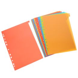 20 Sheets Organizer Binder Parts Plastic File Folder Slip Paper Dividers Page Tabs Labels