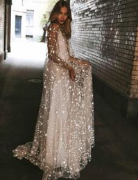 Casual Dresses White Robe Ceremonie Femme Sexy Backless Star Foiled Perspective Glitter Floorlength Dress For Women039s Weddin5434075