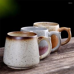 Mugs Ceramic Coffee Mug With Lid And Spoon Creative Pottery Retro Breakfast Milk Cup Large Capacity Modern Simple Teacup Drinkware