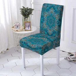 Chair Covers Mandala Printed Cover Elastic Spandex Fabric Seat Bohomian Style Anti-Dust Slipcover Protector For Dining Room