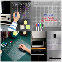 Acrylic Dry Erase Board Clear Calendar Magnetic Notepad Fridge Whiteboard Planning Practical