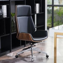 Luxury Home Gaming Swivel Chair Leisure Leather Computer Chair Modern Wooden High Back Pulley Office Chairs Bedroom Furniture jl