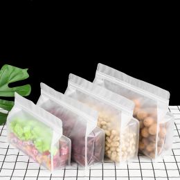 StoBag 50pcs Frosted Transparent Eight-side Standing Bag Food Packaging Sealed Cookies Candy Nuts Home Favours Storage Logo Pouch