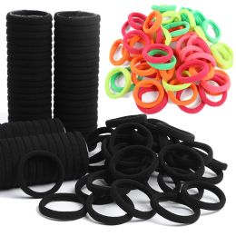 100Pcs Elastic Hair Accessories for Women Kids Black Pink Blue Rubber Band Ponytail Holder Gum for Hair Ties Scrunchies Hairband