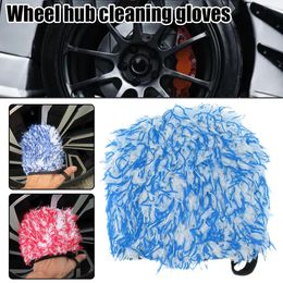 1Pc Shag-pile Microfiber Car Wash Glove Double-Side Finger Pocket Car Wheel Wash Mitt for Car Cleaning Auto Detailing