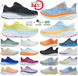 Ho One Clifton 9 Bondi 8 Running Shoes Black White Coasta Sky All Aboard Butt Yellow Summer Song Blue Country Air Women's Men Women Low Sport Trainers IdYd#