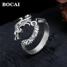 Cluster Rings BOCAI S925 Silver Good Luck In The Year Of Dragon Ring For Men And Women Chinese Style Auspicious Jewelry Birthday Gift