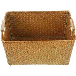 Storage Bottles Woven Basket Sundry Organizer Decorative Bin Desktop Tabletop Baskets Books Bathroom Decorations