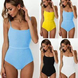 Women's Swimwear 4 Colours Sexy One Piece Swimsuit Women Solid Special Fabric Bathing Suit Beachwear With Waistband Maillot De Bain Femme