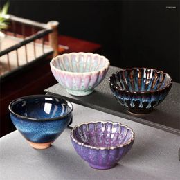 Cups Saucers Ceramic Kiln Change Petal Shape Tea Cup Creative Handmade Master Porcelain Household Water Mug Teacup Drinkware