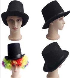 Black Satin Felt top hat magician gentleman adult 20039S costume tuxedo victorian cap Halloween Christmas party Fancy Dress Top6274807