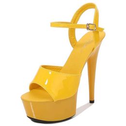 Dress Shoes 2022 Pole Dance Stripper High Heels Womens Sexy Show Sandals Party Club 15cm Platform Wedding H240409 XTP7