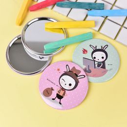 TSHOU731 Dia 7cm Cute Annimal Mini Small Pocket Makeup Mirror Cosmetic Compact Metal Mirrors Color Random Make Up 240409