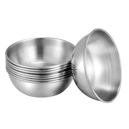 Plates Stainless Steel Seasoning Dishes Small Sushi Dipping Bowl Round Condiment Container For Sauce Appetiser ( Silver )