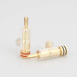 4pcs/set VB202G High Performance 24K Gold Plated Audio Banana Connectors 45Dgree Locking Banana Plug For Hifi Speaker Cable