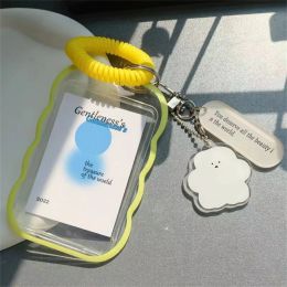 INS Kpop Photocard Holder Transparent Acrylic Card Holder with KeyChain Card Case Photo Sleeves Bus Card Student Photo Protector
