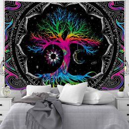 Colourful Tree of Life Tapestry, Wall Hanging, Boho Mandala, Aesthetic Wall Carpet, Blanket, Yoga Mat, Home Decor, Beach Towel