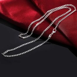 Pendant Necklaces 925 sterling silver necklace 16/18/20/22/24/26/28/30 inch classic 2MM flat side chain suitable for women and mens Jewellery gift partiesQ
