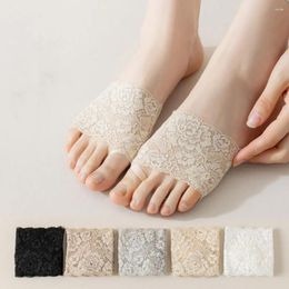 Women Socks Invisible Simple Elasticity Solid Colour Mesh Half Palm Insoles Foot Care Five Finger Toe Separator