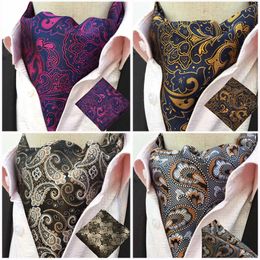 Men Business Paisley Floral Cravat Ascot Pocket Square Handkerchief Set BWTHZ0519240409